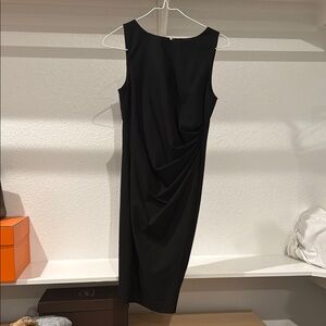 Theory Black Sheath Midi Dress Scoop Neck Sleeveless